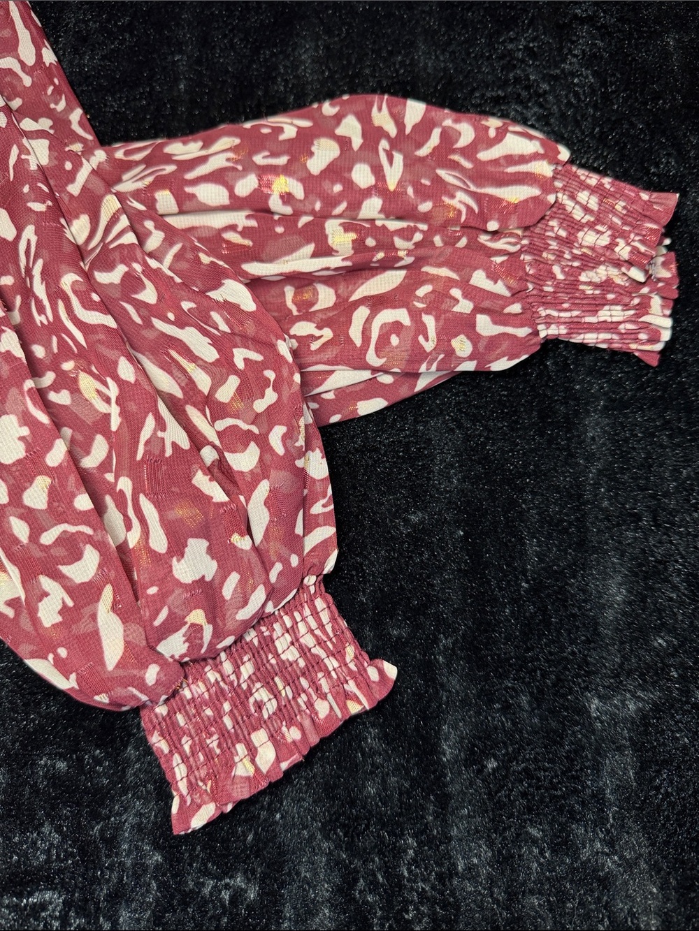 Flying Tomato Burgundy Abstract Animal Print Ruffle Wrap Dress NWOT Size S - Picture 10 of 10